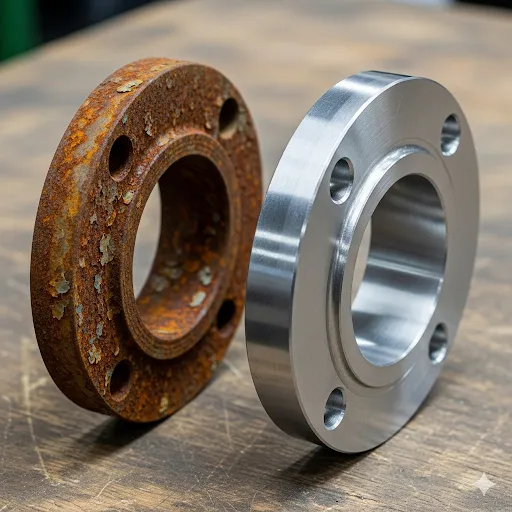 aluminum flanges with and without rust prevention